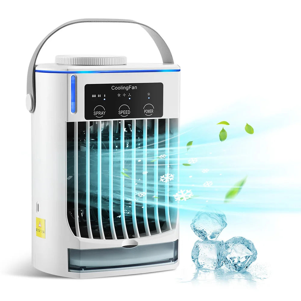 5V 7W Air Cooler Household Spray Humidifier Fan Water-Cooled Air Conditioning Fan USB Desktop Cooling Fan 3 Speed Regulation