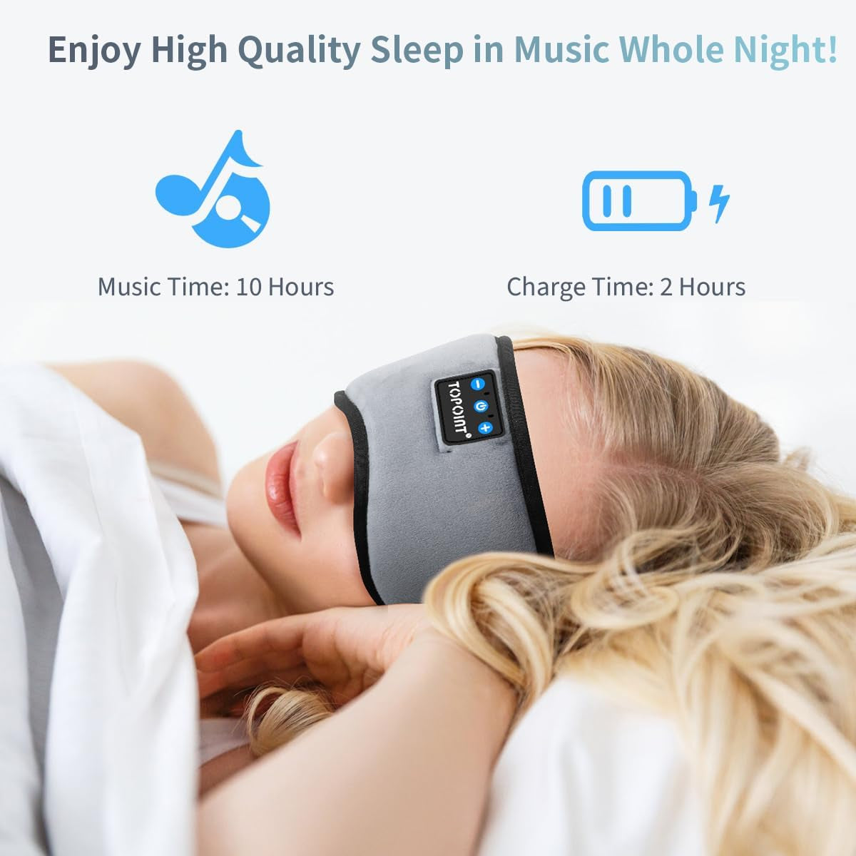 Sleep Mask Headphones with Wireless Bluetooth 5.3, Eye Mask White Noise Headphones for Sleeping Mask Light Blocking, Timer, 14 Hours for Women Men, Travel, Meditation, Nap