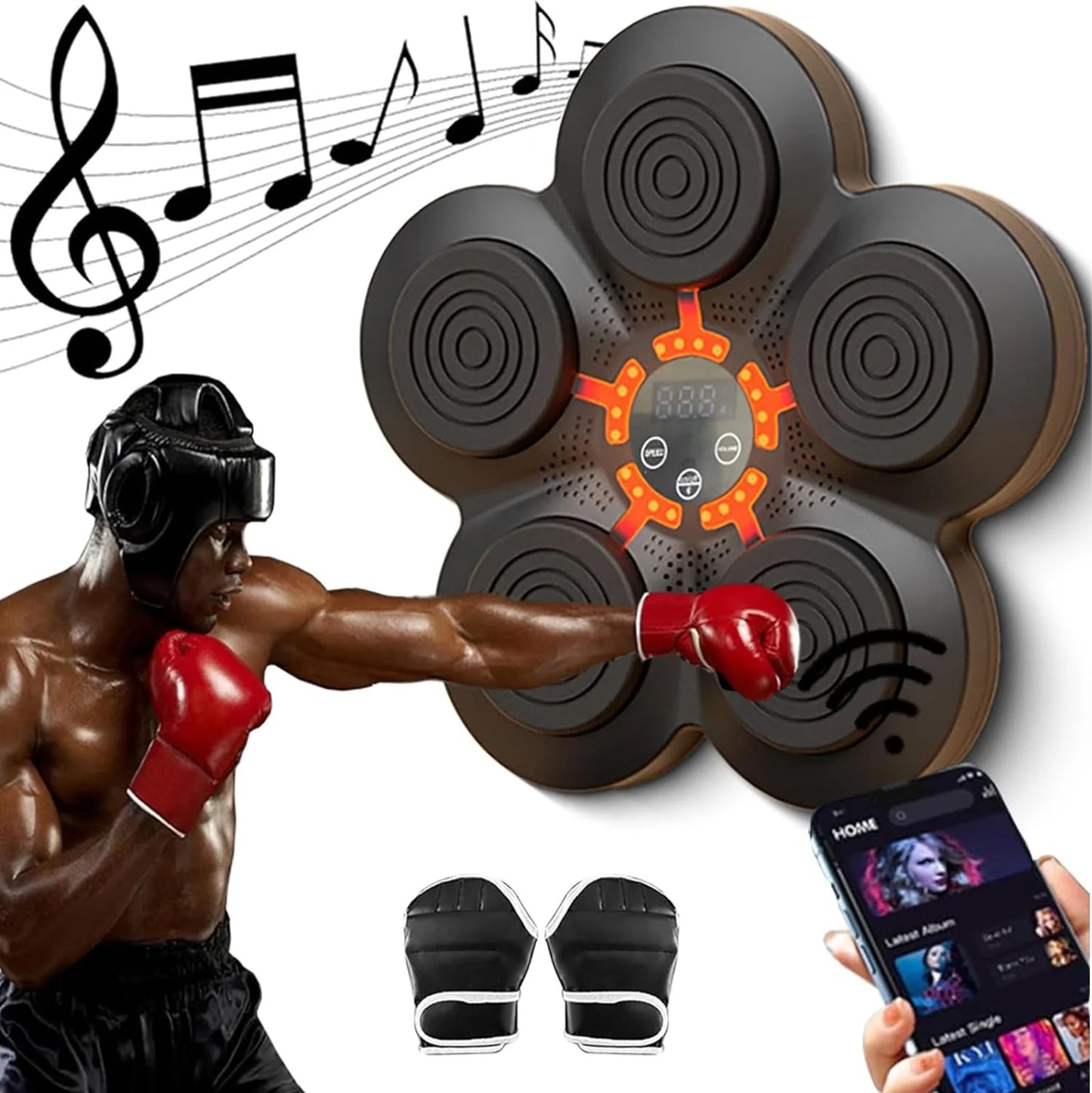 Smart Electronic Music Boxing Machine, Wall Mounted Boxing Training Punching Equipment, Smart Boxing Target Machine for Home, Indoor and Gym Use