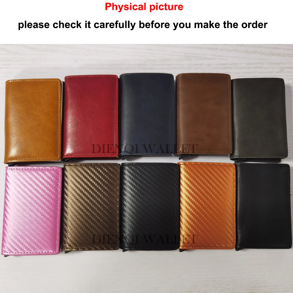 Carbon Fiber RFID Trifold Leather Wallet for Men – Slim, Mini, and Secure