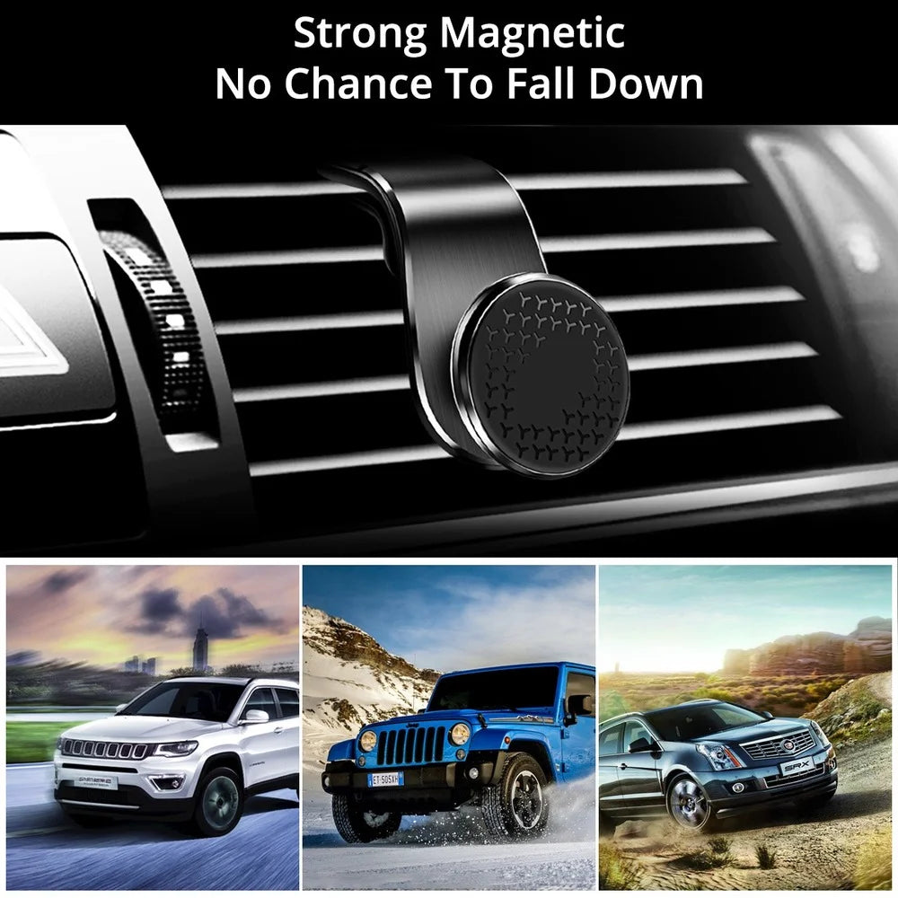 Magnetic Car Phone Holder with Air Vent Clip and 360° Rotation for Xiaomi, Redmi, Huawei, and Samsung Devices