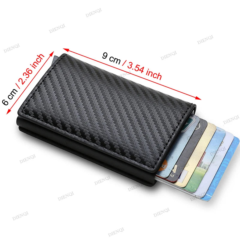 Carbon Fiber RFID Trifold Leather Wallet for Men – Slim, Mini, and Secure