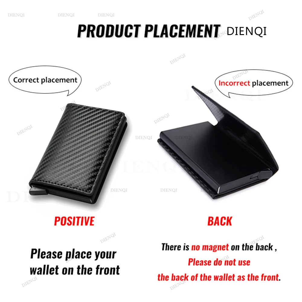 Carbon Fiber RFID Trifold Leather Wallet for Men – Slim, Mini, and Secure