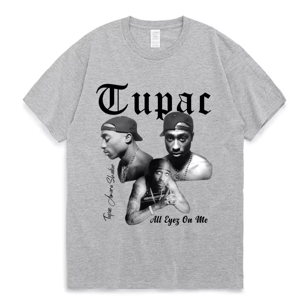 Rapper Tupac 2Pac Graphic T Shirt Fashion High Quality Short Sleeves T-Shirts Oversized Hip Hop Streetwear Men'S Cotton T-Shirt